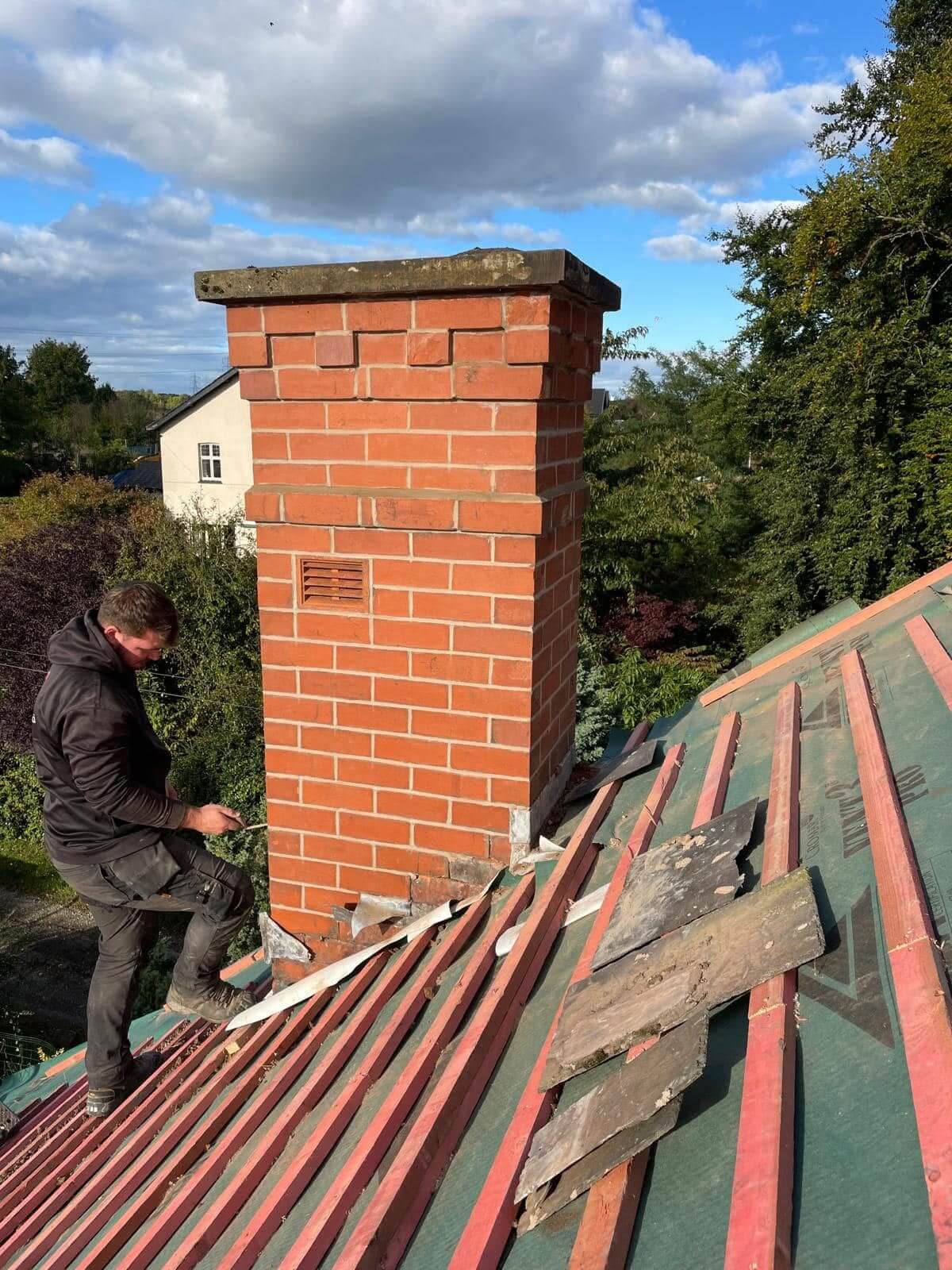 Professional chimney repointing brick chimney stack