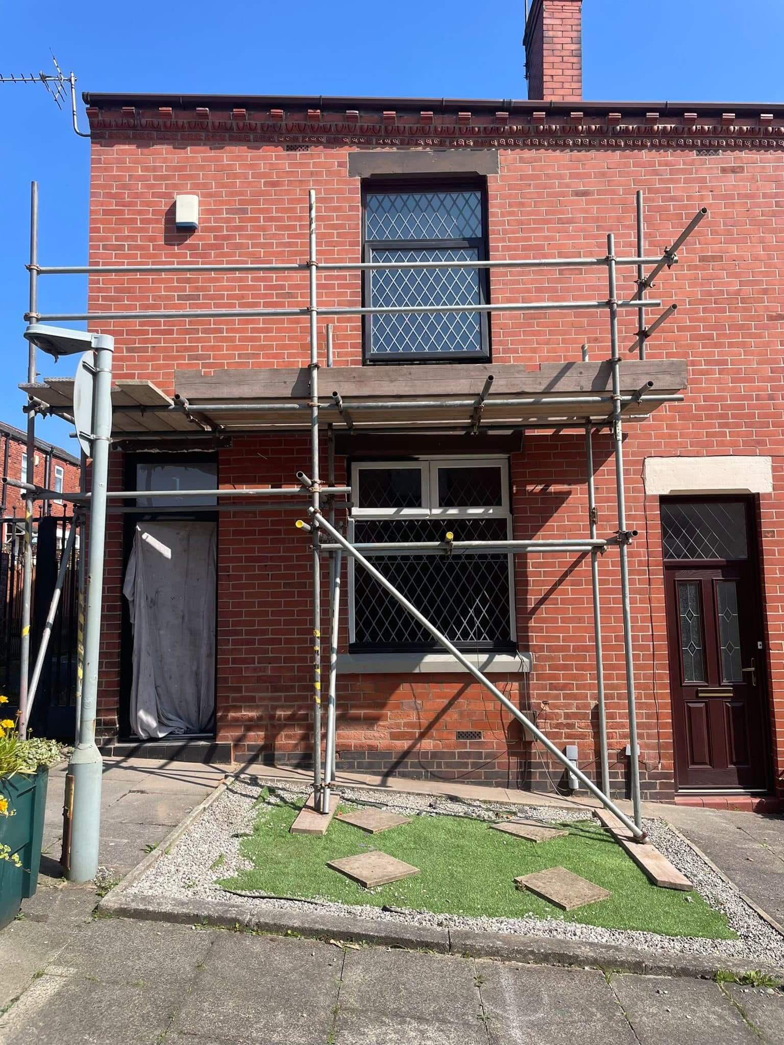 Brick repointing work on Victorian terraced house