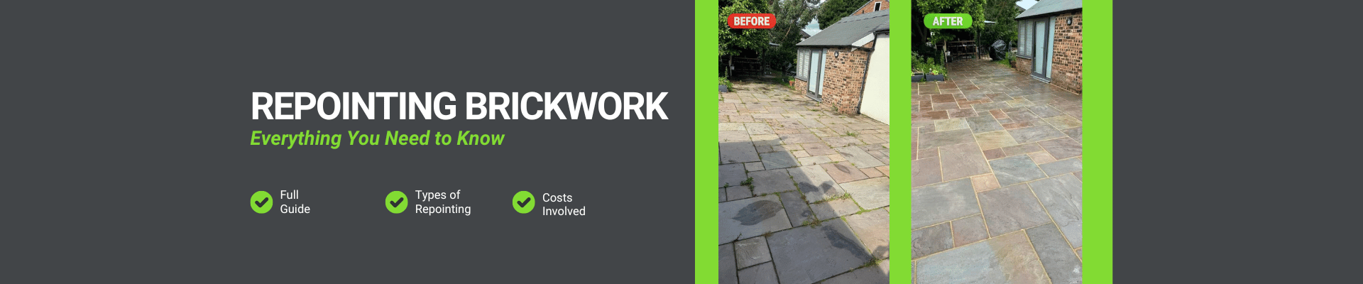 Freshly repointed brickwork with clean, uniform mortar joints