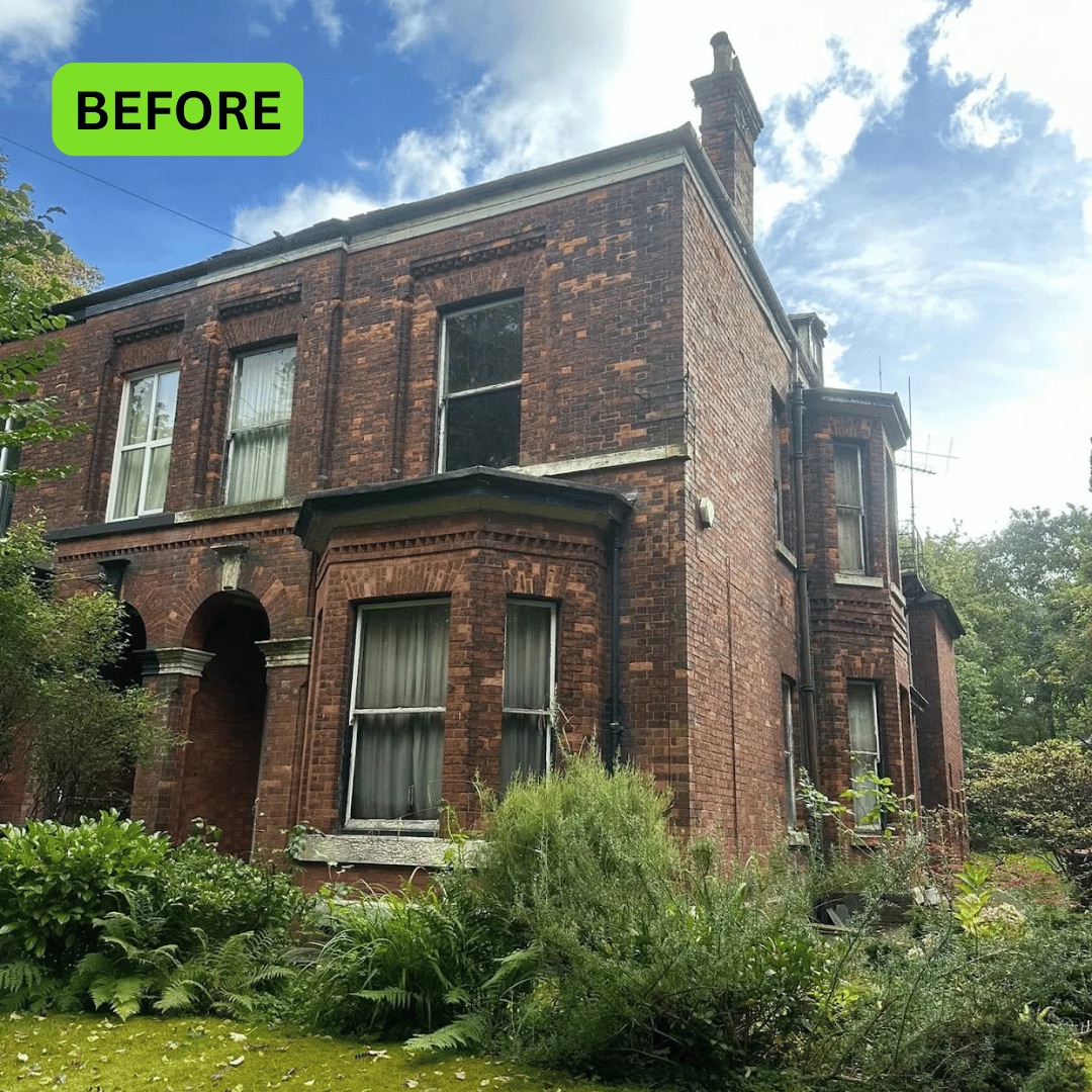 Period property in Leigh with weathered brickwork before pointing